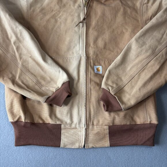 CARHARTT J131 Mens L Brown Duck Thermal Lined Detroit Jacket Hooded DISTRESSED - Picture 4 of 16